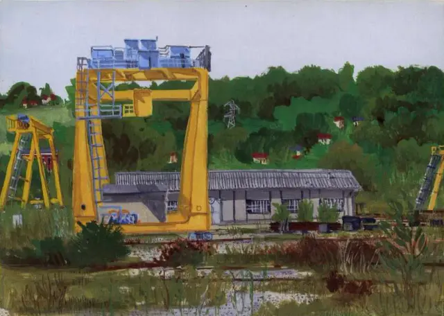 Chamiers : portique de levage dans l'usine SNCF.