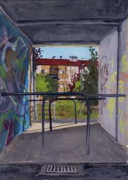 Chamiers : passage à travers le bâtiment C de la cité Jacqueline Auriol.