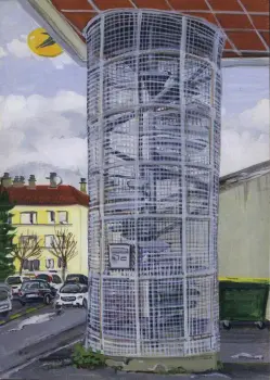 Chamiers : escalier d'accès au centre commercial d'action sociale.