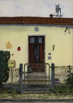 Chamiers : porte d'entrée d'un logement de cheminot, rue Voltaire.
