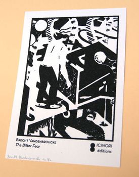 Ex-libris sérigraphié de Brecht Vandenbroucke accompagnant The Bitter Fear
