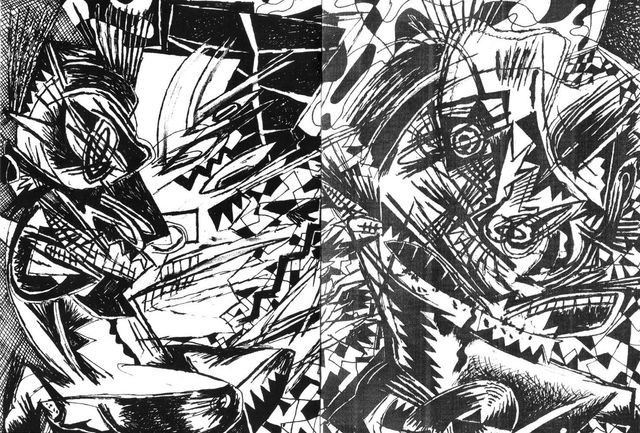 Double page de Bruno Richard extraite de carnet 1980?, éd. LJMTL 2024