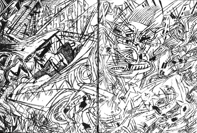 Double page de Bruno Richard extraite de carnet 1980?, éd. LJMTL 2024