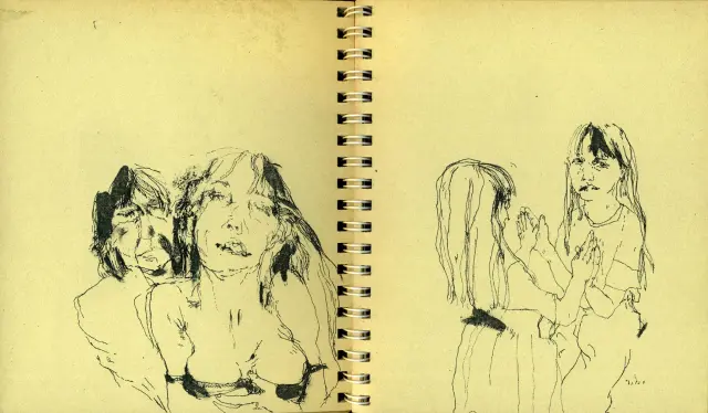 Double page extraite de Des enfants, des monstres et tout ça, de Anne-Laure Draisey, éd. Lune Produck 1994