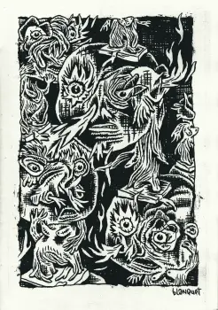 Illustration de Stéphane Blanquet extraite de Des Fourchettes dans les Yeux, éd. Hanga Roa, 1993.