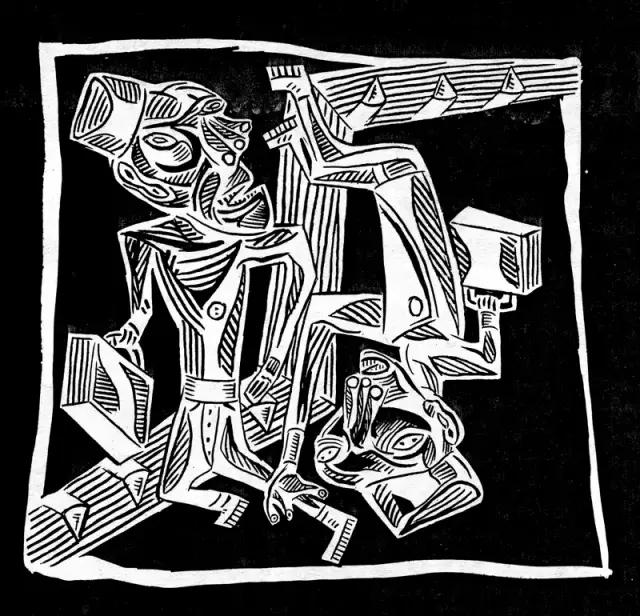 Iluustration de Caro extraite du catalogue de l'exposition Infrarot à la galerie Atomium, du 18 avril au 16 mai 1987