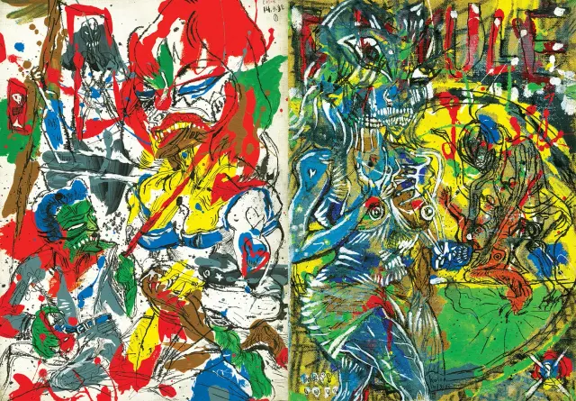 Double page de Bruno Richard extraite de La tranchée racine n° 38 - Éd. United Dead Artists, 2021