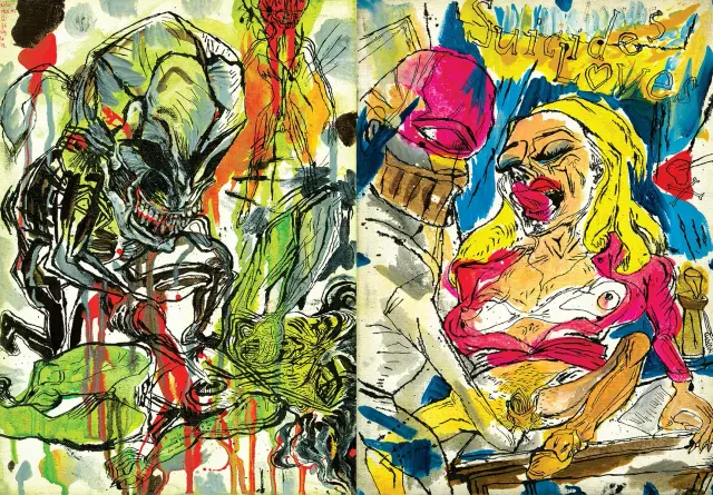 Double page de Bruno Richard extraite de La tranchée racine n° 38 - Éd. United Dead Artists, 2021