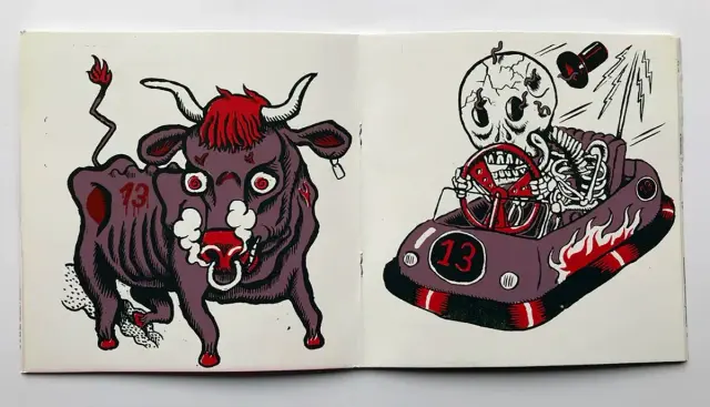 Double page extraite de Fucking details, de Mathieu Desjardins - Éd. Bongoût 2002