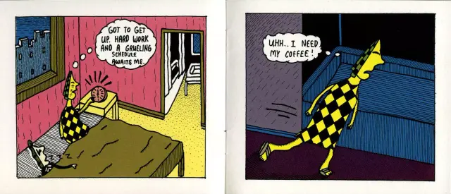 Double page de Mark Beyer, extraite de Lost Faces, éd. Pipifax, 2000.