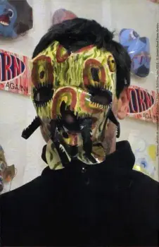 Blexbolex affublé d'un de ses masques