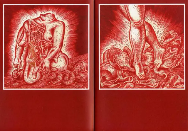 Double page extraite de Rouge, de Stéphane Blanquet - Éd. Joie Panique