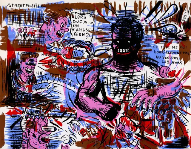 Double page de Blexbolex extraite de Steacknife #1, éditions Chacal Puant, 1996