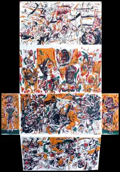 Jaquette sérigraphiée de Bruno Richard du portfolio Babylone Bobigny édité par l'Atelier