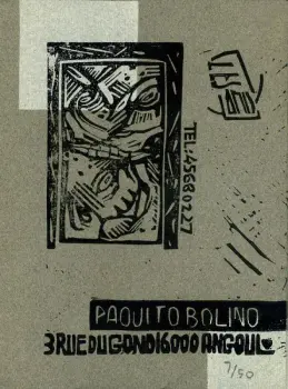 Recto du portfolio de linogravures Ton Ami, de Pakito Bolino